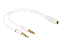 Bild von DELOCK Adapterkabel Klinke Headset 1 x 4 Pin Bu > 2 x 3 Pin St weis (iPhone Belegung)