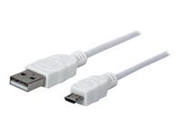 Bild von MANHATTAN Hi-Speed USB 2.0 Anschlusskabel Typ A Stecker / Typ Micro B Stecker weiss 1m Uebertragungsraten bis zu 480 Mbit/s