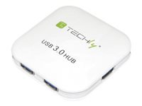 Bild von TECHLY USB 3.0 Super Speed HUB mit 4 Ports Stromversorgung ueber beiliegendem USB Kabel weiss
