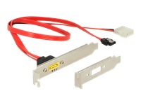 Bild von DELOCK Slotblech SATA 6 Gb/s 7 Pin Buchse + Molex 2 Pin Strom Stecker intern > SATA Stecker Pin 8 Power extern