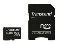 Bild von TRANSCEND Premium 64GB microSDXC UHS-I Class10 45MB/s MLC inkl. Adapter