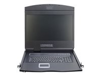 Bild von DIGITUS Modulare Konsole mit 48,3cm 19Zoll TFT 16 Port Cat5 KVM & Touchpad IT Tastatur RAL 9005 - schwarz