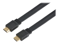 Bild von TECHLY High Speed HDMI mit Ethernet Flachkabel 4K 60Hz 1m schwarz HDMI Stecker mit Goldbeschichtung AWG30 Kabel doppelte Abschirmung