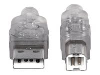 Bild von MANHATTAN Hi-Speed USB 2.0 Anschlusskabel 3m silber USB Typ A Stecker - USB Typ B Stecker Bis zu 480 Mbps