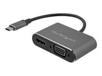 Bild von STARTECH.COM USB-C auf VGA und HDMI Adapter - Aluminium -  USB-C Multiport Adapter - 4K 30Hz - Space Grey - integriertes Kabel