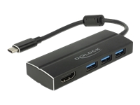 Bild von DELOCK USB 3.1 Gen 1 Adapter USB Type-C zu 3 x USB 3.0 Typ-A Hub + 1 x HDMI DP Alt Mode 4K 30 Hz