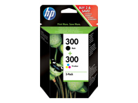 Bild von HP 300 original Ink cartridge CN637EE black and tri-colour standard capacity 2 x 4ml black: 200 pages colour: 165 pages 2-pack