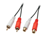 Bild von LINDY Audiokabel Stereo 2x RCA Male an 2x RCA female, 10m, vergoldet