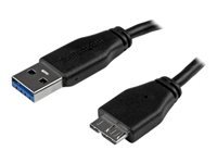 Bild von STARTECH.COM 50cm schlankes SuperSpeed USB 3.0 A auf Micro B Kabel - St/St - USB 3.0 Anschlusskabel - Schwarz