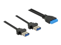 Bild von DELOCK Kabel USB 3.0 Pfostenbuchse 2,00 mm 19 Pin > 2 x USB 3.0 Typ-A Buchse zum Einbau 80 cm