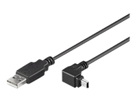 Bild von TECHLY USB2.0 Anschlusskabel schwarz 1,8m Stecker Typ A auf Stecker Typ Mini B 90 Grad gewinkelt