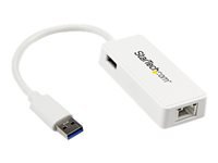 Bild von STARTECH.COM USB 3.0 SuperSpeed auf Gigabit Ethernet Lan Adapter mit USB Port - 10/100/1000 RJ45 NIC Netzwerkadapter - St/Bu - W