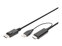 Bild von DIGITUS HDMI to DP adapter cable 2m 4K/30Hz external Power via USB - A