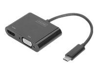 Bild von DIGITUS USB Type C zu HDMI + VGA Adapter 4K/30Hz / Full HD 1080p schwarz