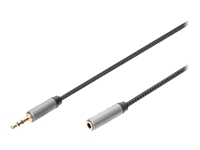 Bild von DIGITUS AUX Audio Cable Stereo 3,5mm Male to Female Aluminum Housing Gold plated NYLON Jacket 3m