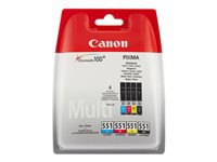 Bild von CANON CLI-551 Tinte schwarz und dreifarbig Standardkapazität combopack blister mit Alarm