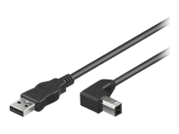 Bild von TECHLY USB2.0 Anschlusskabel Schwarz Stecker Typ-A auf Stecker Typ-B 90 Grad gewinkelt Laenge 1m