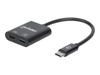 Bild von MANHATTAN USB-C Audioadapter mit Power Delivery-Ladeport USB-C Stecker auf USB-C Audioport und USB-C Power Delivery Port schwarz