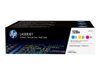 Bild von HP 128A Original Toner cyan, magenta und gelb Standardkapazität 3 x 1.300 Seiten 3er-Pack