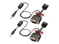 Bild von LINDY VGA und Audiokabel M/M schwarz 7,5m HD15 M/M und 3.5mm Stereo M/M DDC-faehig