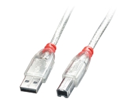 Bild von LINDY USB 2.0 Kabel Typ A/B, transparent, 3m Typ A/B M/M High/Full/LowSpeed