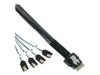 Bild von INLINE Slim SAS Kabel SFF-8654 zu 4x SATA 7-pin 12GB/s 0,5m