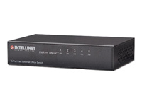 Bild von INTELLINET 5-Port Fast Ethernet Switch Metall Schwarz 10/100 Mbps mit automatischer Geschwindigkeitserkennung