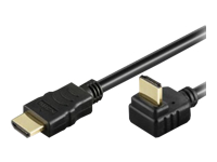 Bild von TECHLY HDMI High Speed Kabel mit Ethernet  Kabel 2m schwarz 1xgewinkelter Stecker A auf Stecker A vergoldete Steckverbinder