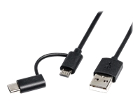 Bild von ROLINE USB 2.0 Sync & Ladekabel Typ A - Typ C / Micro B schwarz 1m