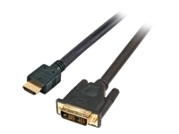 Bild von EFB HDMI/DVI  HighSpeed Anschlusskabel mit Ethernet Stecker Typ A auf  DVI-D 24+1 Stecker Schwarz 1m