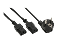 Bild von INLINE Netz-Y-Kabel 1x Schukostecker auf 2x Kaltgeraetestecker 1,8m