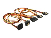 Bild von DELOCK Kabel SATA 15 Pin Strom Stecker mit Einrastfunktion > SATA 15 Pin Strom Buchse 2 x gerade / 1 x unten / 1 x oben 50 cm