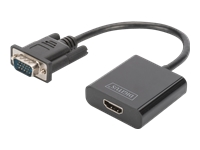 Bild von DIGITUS VGA to HDMI Konverter + Audio 3,5mm Full HD 1080p Kabeltyp 15cm schwarz