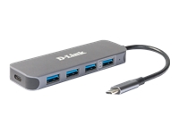 Bild von D-LINK DUB-2340 USB-C to 4 Port USB 3.0 Hub with USB-C Power Delivery 60W