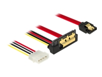 Bild von DELOCK Kabel SATA 6 Gb/s 7 Pin Buchse + Molex 4 Pin Strom Stecker > SATA 22 Pin Buchse unten gewinkelt Metall 30 cm