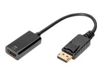 Bild von DIGITUS DisplayPort Adapterkabel DP - HDMI Typ A St/Bu 0,2m w/lock HDMI 2.0 akt. CE gold sw