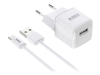 URBAN FACTORY POWER USB-A POWER ADAPTER 2.4A/12W WITH 1M USB-A TO USB-C CABLE