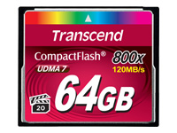 TRANSCEND Premium CompactFlash 64Go Card R120MB/s VGP 20 MLC