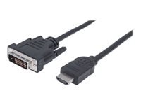 Bild von MANHATTAN HDMI / DVI Kabel 1,8m schwarz HDMI 19-Pol Stecker auf DVI-D 24+1 Stecker. vergoldete Kontakte