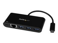 Bild von STARTECH.COM 3 Port USB 3.0 Hub mit Gigabit Ethernet und Stromversorgung - USB Type C Hub mit GbE und PD 2.0