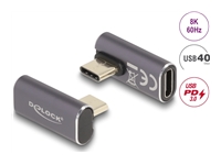 Bild von DELOCK USB Adapter 40 Gbps USB Type-C PD 3.0 100 W Stecker zu Buchse gedreht gewinkelt links / rechts 8K 60 Hz Metall