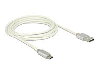 Bild von DELOCK Kabel USB 2.0 A Stecker > USB 2.0 Micro B Stecker mit Textilummantelung weis 2m