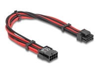 Bild von DELOCK Verlängerungskabel 8 Pin EPS Stecker zu 4 + 4 Pin EPS Buchse Textilummantelung rot-schwarz 30cm