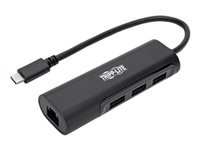 Bild von EATON TRIPPLITE 3-Port USB-C Hub with LAN Port USB-C to 3x USB-A Ports and Gbe USB 3.0 Black
