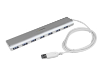 Bild von STARTECH.COM 7 Port kompakter USB 3.0 Hub mit eingebautem Kabel - Aluminium USB Hub - Silber