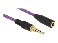 Bild von DELOCK Verlängerungskabel Audio Klinke 3,5 mm Stecker / Buchse iPhone 4 Pin 0,5 m violett