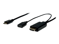 Bild von ROLINE USB-C - HDMI + USB C PD Adapterkabel ST/ST+BU 1m