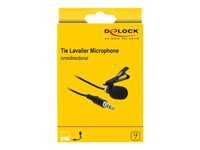 Bild von DELOCK Krawatten Lavalier Mikrofon Omnidirektional mit Clip 3,5mm Klinkenstecker 3 Pin + Adapterkabel für Smartphone und Tablet