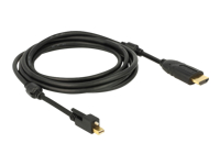 Bild von DELOCK Kabel mini Displayport 1.2 Stecker mit Schraube > HDMI Stecker 4K Aktiv schwarz 3 m