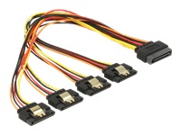 Bild von DELOCK Kabel SATA 15 Pin Strom Stecker mit Einrastfunktion > SATA 15 Pin Strom Buchse 4 x gerade 30 cm